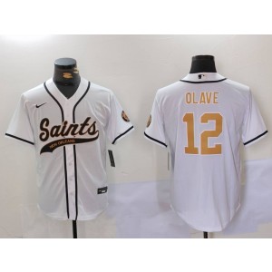 Nike Saints 12 Chris Olave White Vapor Baseball Limited Men Jersey