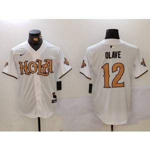 Nike Saints 12 Chris Olave White Vapor Baseball Limited Men Jersey