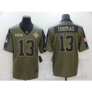 Nike Saints 13 Michael Thomas 2021 Olive Salute To Service Limited Men Jersey