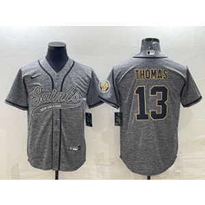Nike Saints 13 Michael Thomas Grey With Patch Vapor Baseball Limited Men Jersey