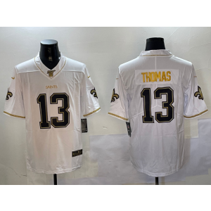 Nike Saints 13 Michael Thomas White Gold Vapor Limited Men Jersey