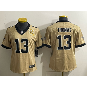 Nike Saints 13 Michael Thomas Yellow Throwback Vapor Limited Women Jersey
