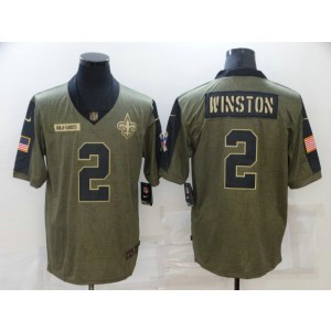 Nike Saints 2 Jameis Winston 2021 Olive Salute To Service Limited Men Jersey