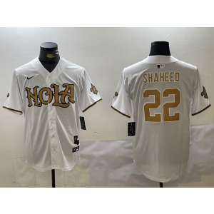 Nike Saints 22 Rashid Shaheed White Gold Vapor Nola Baseball Limited Men Jersey