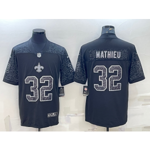 Nike Saints 32 Tyrann Mathieu Black Reflective Vapor Limited Men Jersey