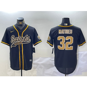 Nike Saints 32 Tyrann Mathieu Black Vapor Baseball Limited Men Jersey