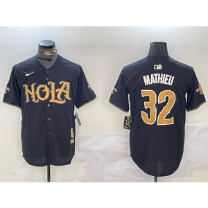 Nike Saints 32 Tyrann Mathieu Black Vapor Nola Baseball Limited Men Jersey