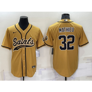 Nike Saints 32 Tyrann Mathieu Gold Vapor Baseball Limited Men Jersey