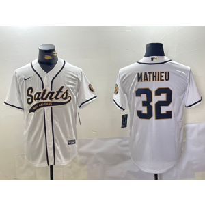 Nike Saints 32 Tyrann Mathieu White Vapor Baseball Limited Men Jersey