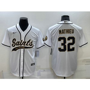 Nike Saints 32 Tyrann Mathieu White Vapor Baseball Limited Men Jersey