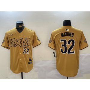 Nike Saints 32 Tyrann Mathieu Yellow Vapor Nola Baseball Limited Men Jersey