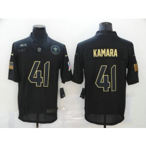 Nike Saints 41 Alvin Kamara 2020 Black Salute To Service Limited Men Jersey