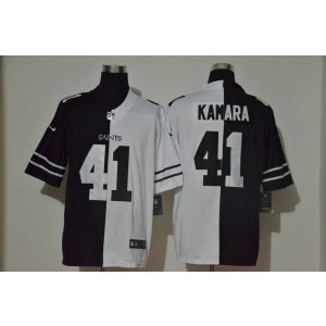 Nike Saints 41 Alvin Kamara Black And White Split Vapor Limited Men Jersey