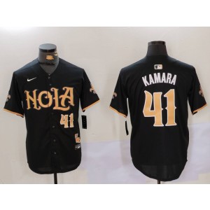Nike Saints 41 Alvin Kamara Black Vapor Nola Baseball Limited Men Jersey