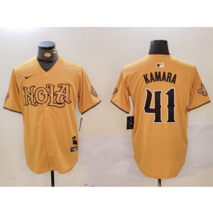 Nike Saints 41 Alvin Kamara Gold Vapor Nola Baseball Limited Men Jersey