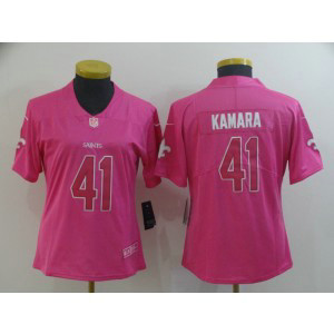 Nike Saints 41 Alvin Kamara Pink Women Jersey