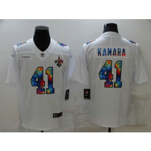 Nike Saints 41 Alvin Kamara Rainbow White Vapor Limited Men Jersey