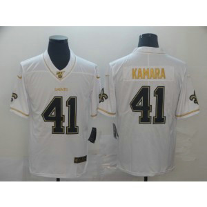 Nike Saints 41 Alvin Kamara White Gold Vapor Untouchable Limited Men Jersey