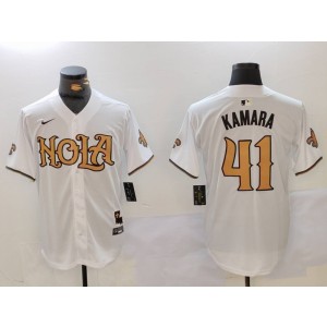 Nike Saints 41 Alvin Kamara White Vapor Nola Baseball Limited Men Jersey