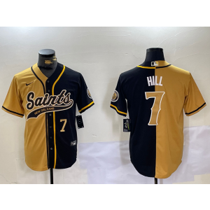 Nike Saints 7 Taysom Hill Black Gold Split Vapor Baseball Limited Men Jersey