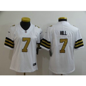 Nike Saints 7 Taysom Hill White Color Rush Limited Women Jersey