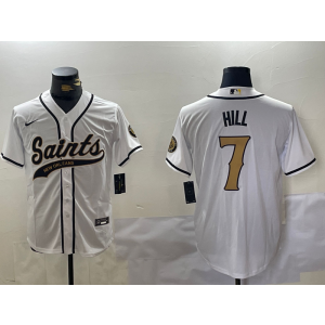 Nike Saints 7 Taysom Hill White Gold Vapor Baseball Limited Men Jersey
