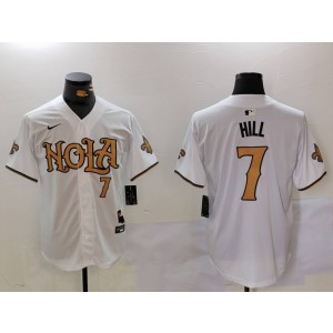 Nike Saints 7 Taysom Hill White Vapor Nola Baseball Limited Men Jersey