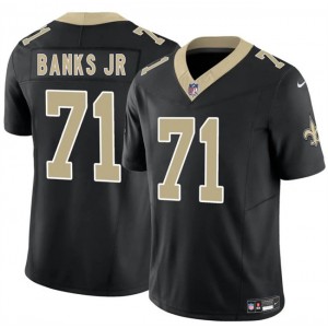 Nike Saints 71 Kelvin Banks Jr Black 2025 Draft F.U.S.E. Vapor Limited Men Jersey