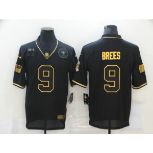 Nike Saints 9 Drew Brees 2020 Black Gold Salute To Service Limited Men Jersey