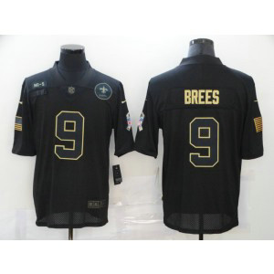 Nike Saints 9 Drew Brees 2020 Black Salute To Service Limited Men Jersey