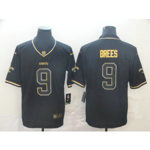 Nike Saints 9 Drew Brees Black Gold Vapor Limited Men Jersey