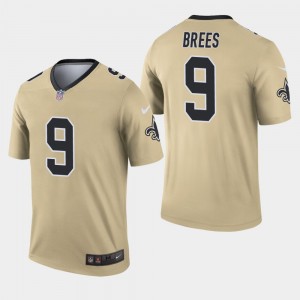 Nike Saints 9 Drew Brees Gold Inverted Legend Men Jersey