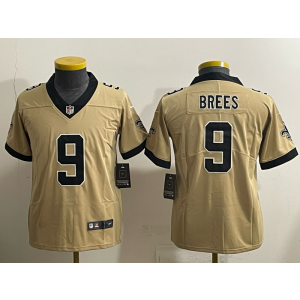 Nike Saints 9 Drew Brees Gold Vapor Limited Youth Jersey