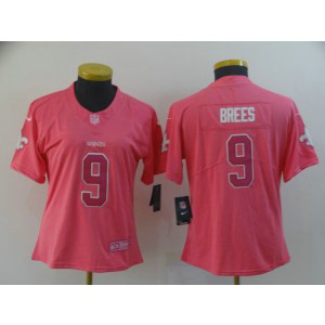 Nike Saints 9 Drew Brees Pink Rush Fashion Limited Women Jersey