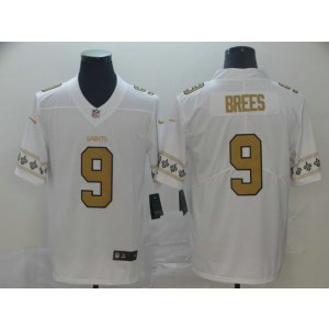 Nike Saints 9 Drew Brees White 2019 New Team Logo Vapor Limited Men Jersey