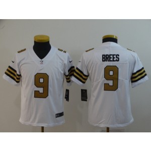 Nike Saints 9 Drew Brees White Color Rush Youth Limited Jersey