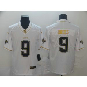 Nike Saints 9 Drew Brees White Gold Vapor Untouchable Limited Men Jersey