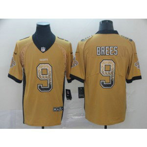 Nike Saints 9 Drew Brees Yellow Drift Fashion Limited Men Jersey