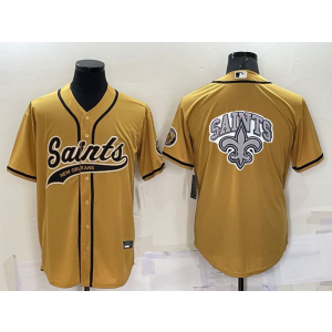 Nike Saints Blank Gold Vapor Baseball Logo Limited Men Jersey