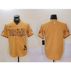 Nike Saints Blank Gold Vapor Nola Baseball Limited Men Jersey