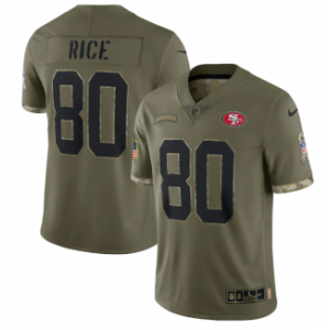 Nike San Francisco 49ers 80 Jerry Rice Olive 2022 Salute To Service Limited Men Jersey