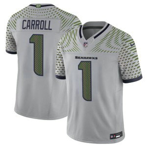 Nike Seahawks 1 Pete Carroll Gray 2025 Rivalries F.U.S.E. Vapor Limited Men Jersey