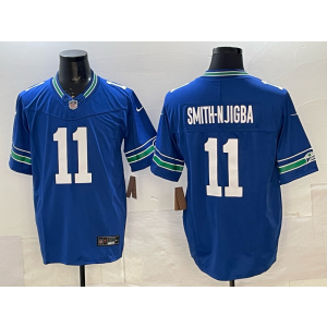 Nike Seahawks 11 Smith-Njigba Blue F.U.S.E. Vapor Limited Men Jersey