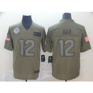 Nike Seahawks 12 Fan 2019 Olive Salute To Service Limited Men Jersey