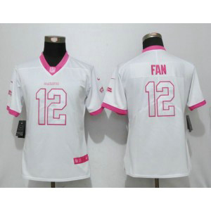 Nike Seahawks 12 Fan White Pink Women Game Jersey