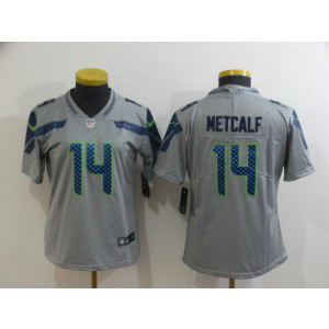 Nike Seahawks 14 D.K. Metcalf Gray Vapor Untouchable Limited Women Jersey