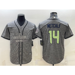 Nike Seahawks 14 DK Metcalf Grey With Patch Vapor Baseball Limited Men Jersey
