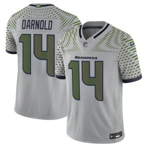 Nike Seahawks 14 Sam Darnold Gray 2025 Rivalries F.U.S.E. Vapor Limited Men Jersey