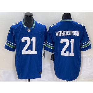Nike Seahawks 21 Witherspoon Blue 2023 F.U.S.E Vapor Limited Men Jersey