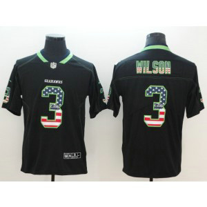 Nike Seahawks 3 Russell Wilson Black USA Flag Fashion Limited Men Jersey